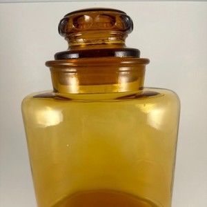 Mid Century Modern Retro Amber Glass Storage jar, vintage